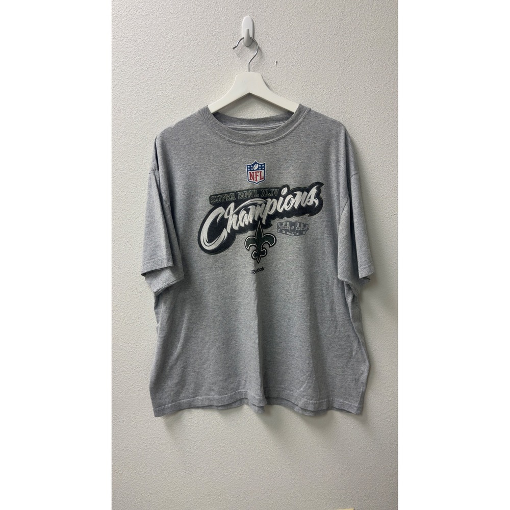 Reebok New Orleans Saints‎ T-Shirt Mens XL Gray Super Bowl XLIV Graphic